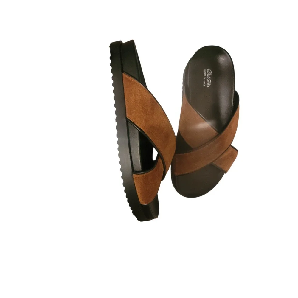 Italian Leather Mens Tan Del Toro Amalfi Crossover Sandal‎ NEW